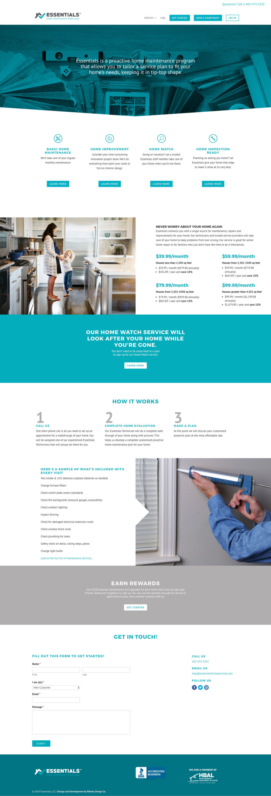 Essentials Home Services Website - Cameron Christensen Creative